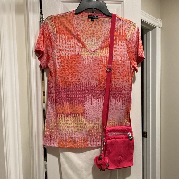 Les collections Mat Multi-Colour Pink Short Sleeve Top - Sz M - Picture 2 of 7